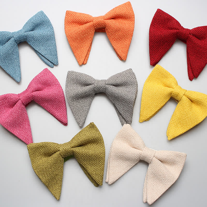 Men's Weave Linen Cotton Oversized Pointed Bow Tie - image 2