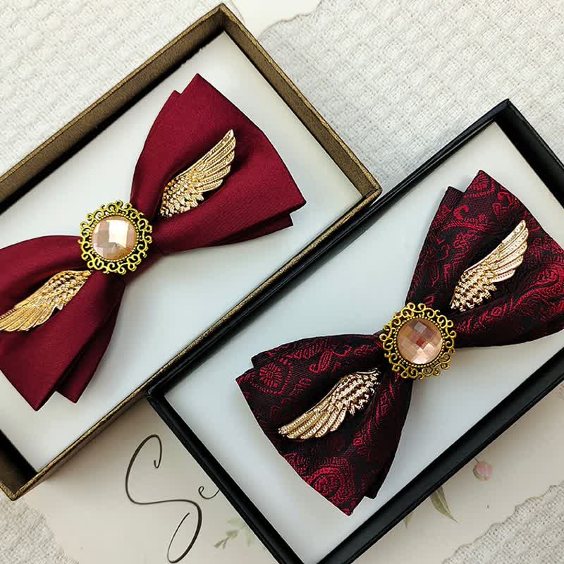Men's Golden Wings Gemstone Suit Bow Tie - image 4