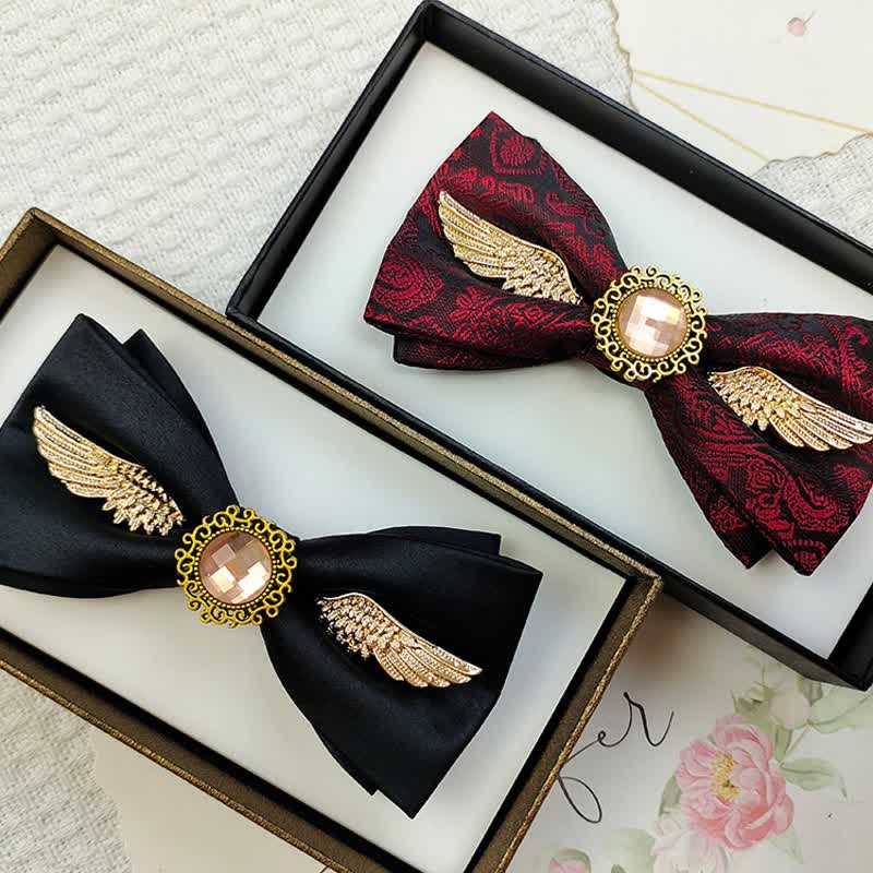 Men's Golden Wings Gemstone Suit Bow Tie - image 1