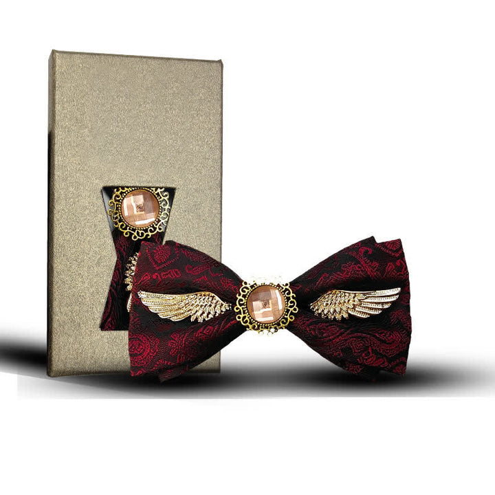 Men's Golden Wings Gemstone Suit Bow Tie - Style #2 - Burgundy - image 8