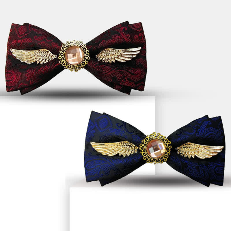 Men's Golden Wings Gemstone Suit Bow Tie - image 6