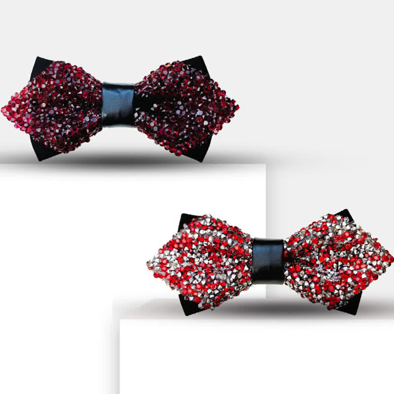 Men's Glitter Rhinestone Double Layer Pointy Bow Tie - image 6