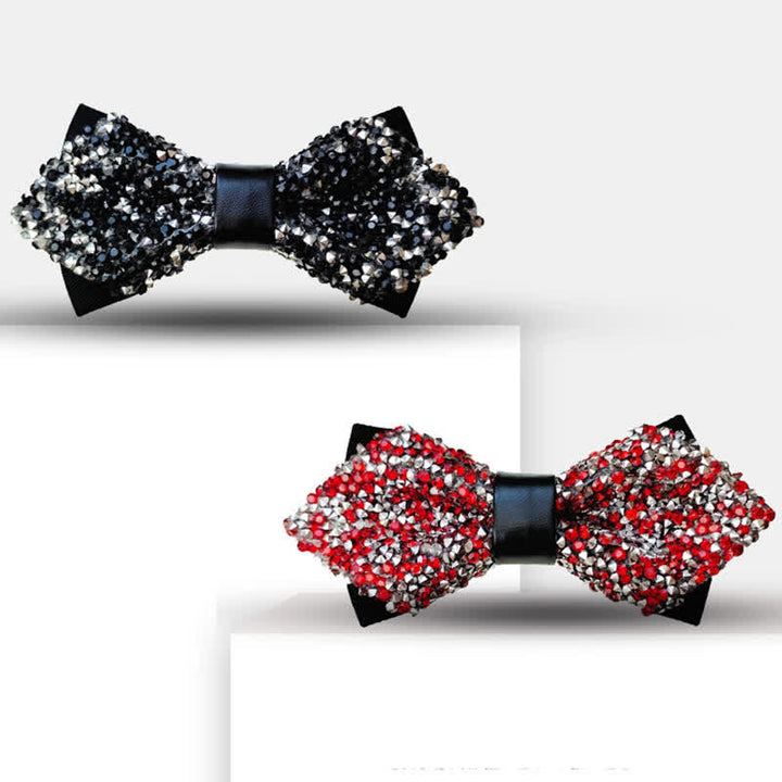 Men's Glitter Rhinestone Double Layer Pointy Bow Tie - image 7