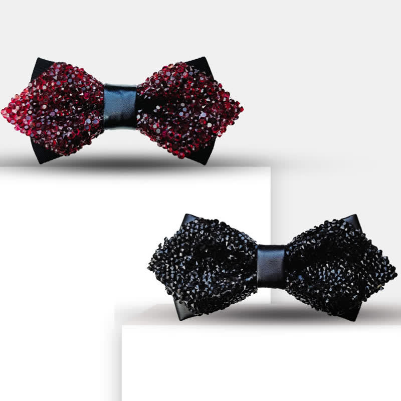 Men's Glitter Rhinestone Double Layer Pointy Bow Tie - image 2