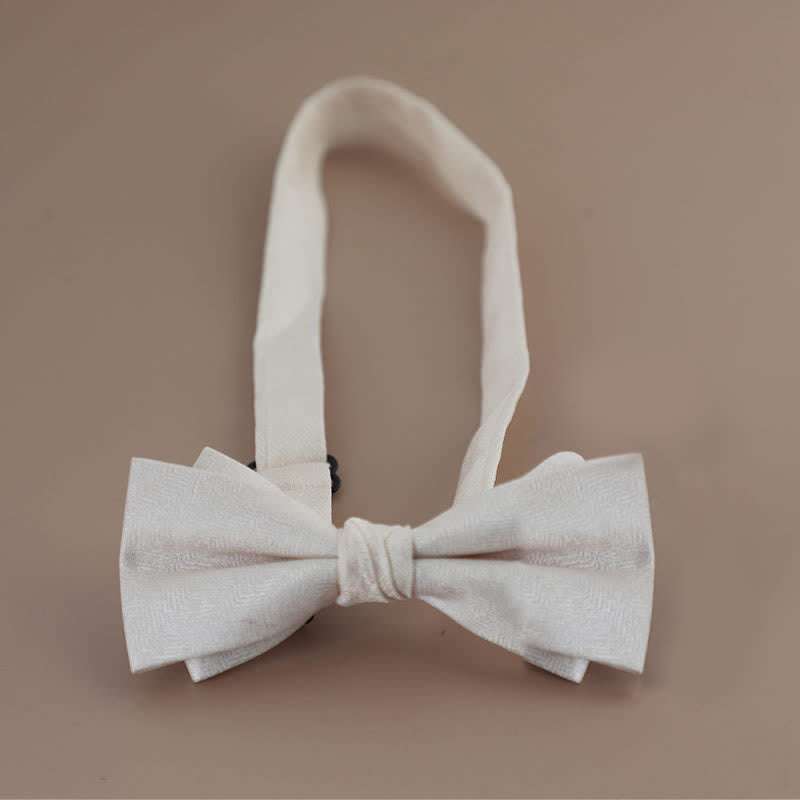 Men's Glitter Rhinestone Double Layer Pointy Bow Tie - Ivory - image 13