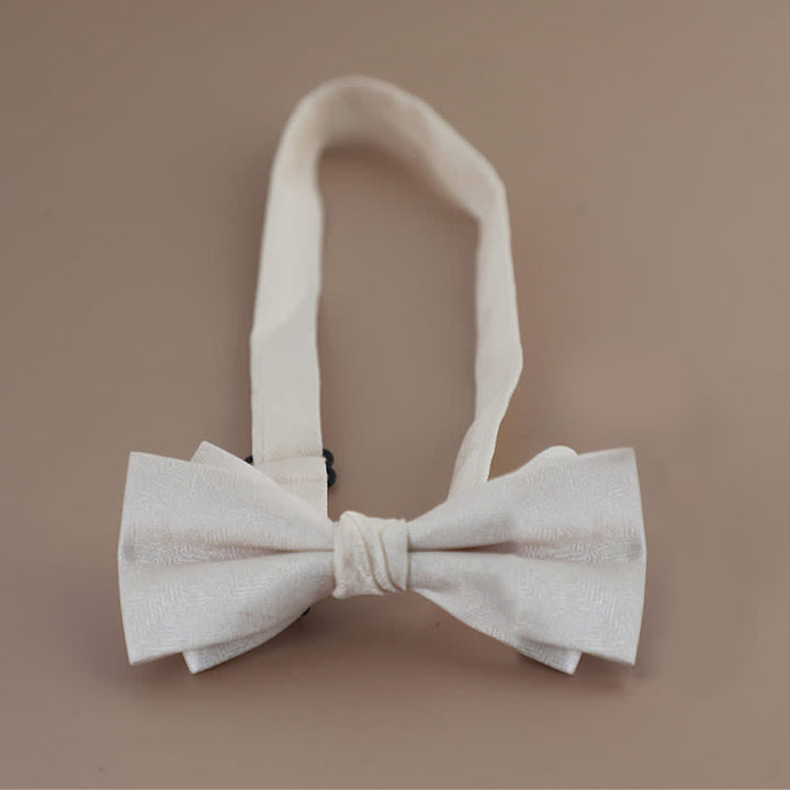 Men's Glitter Rhinestone Double Layer Pointy Bow Tie - Ivory - image 13