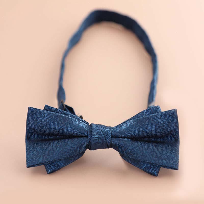 Men's Glitter Rhinestone Double Layer Pointy Bow Tie - Royal - image 6