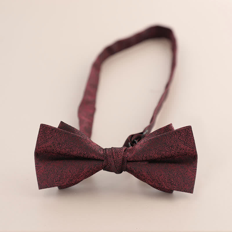 Men's Glitter Rhinestone Double Layer Pointy Bow Tie - Dark Red - image 15