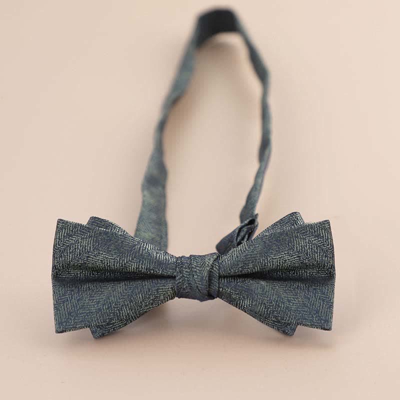 Men's Glitter Rhinestone Double Layer Pointy Bow Tie - Gray - image 14