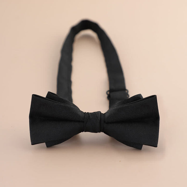 Men's Glitter Rhinestone Double Layer Pointy Bow Tie - Black - image 5