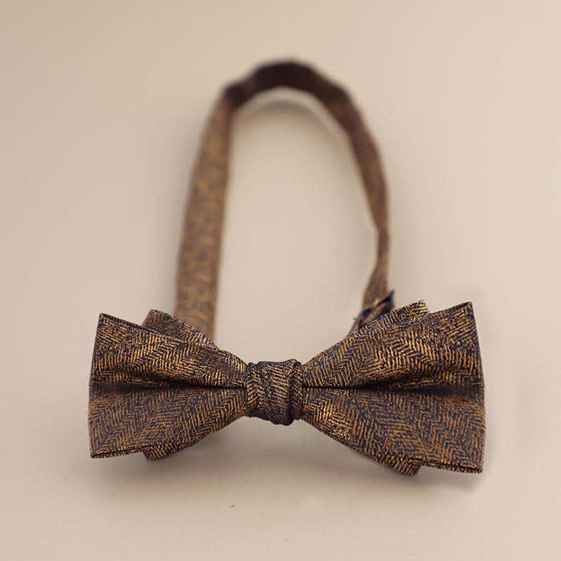 Men's Glitter Rhinestone Double Layer Pointy Bow Tie - Brown - image 10