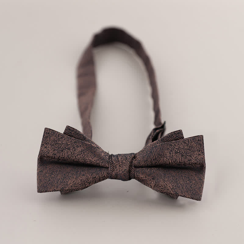 Men's Glitter Rhinestone Double Layer Pointy Bow Tie - Dark Brown - image 9