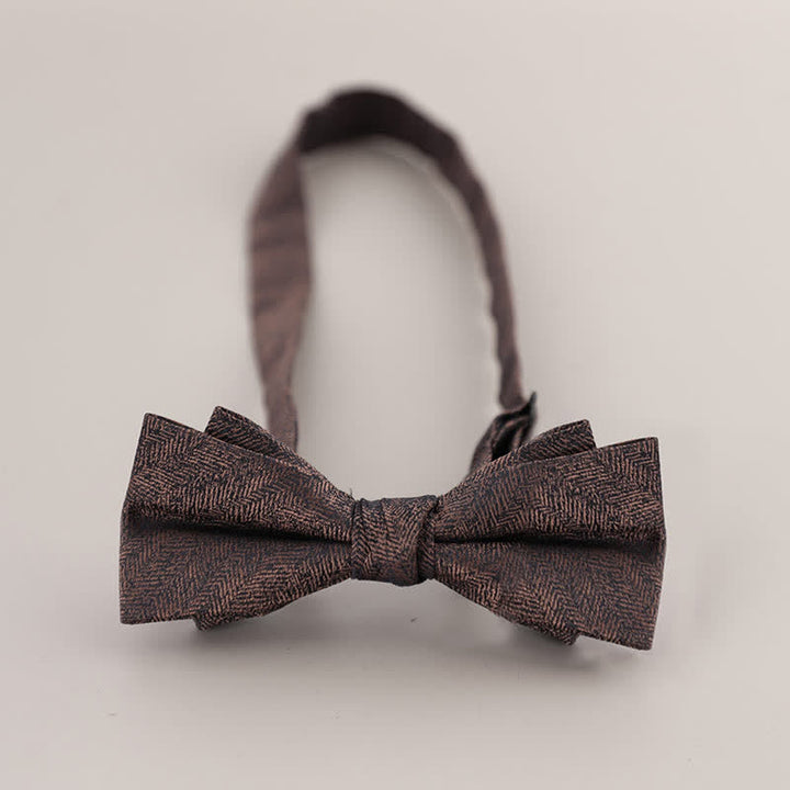Men's Glitter Rhinestone Double Layer Pointy Bow Tie - Dark Brown - image 9