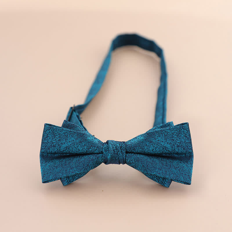 Men's Glitter Rhinestone Double Layer Pointy Bow Tie - Teal - image 2
