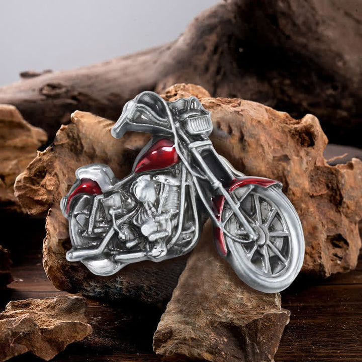 Men's DIY Cool Motorcycle Buckle Leather Belt - Red - Without Belt - image 0