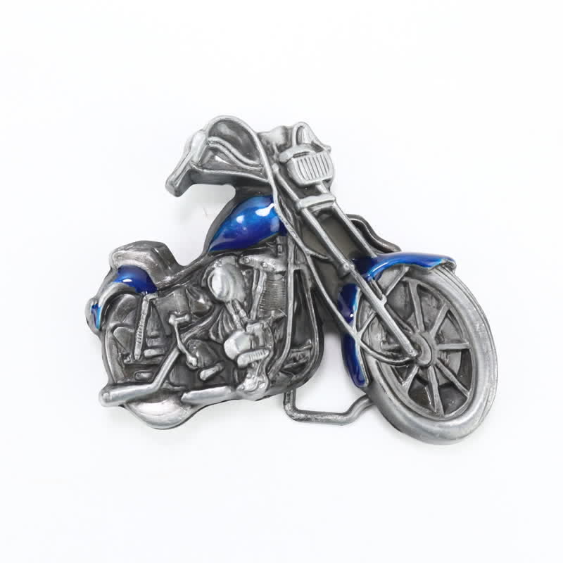 Men's DIY Cool Motorcycle Buckle Leather Belt - Blue - Without Belt - image 10