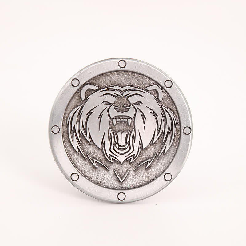 Men's DIY Round Punk Tiger Head Buckle Leather Belt - image 2