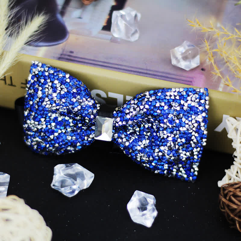 Men's Luxury Beaded Crystal Rhinestone Bow Tie - Blue - image 2