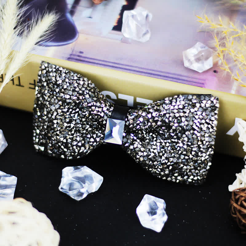 Men's Luxury Beaded Crystal Rhinestone Bow Tie - Black - image 0