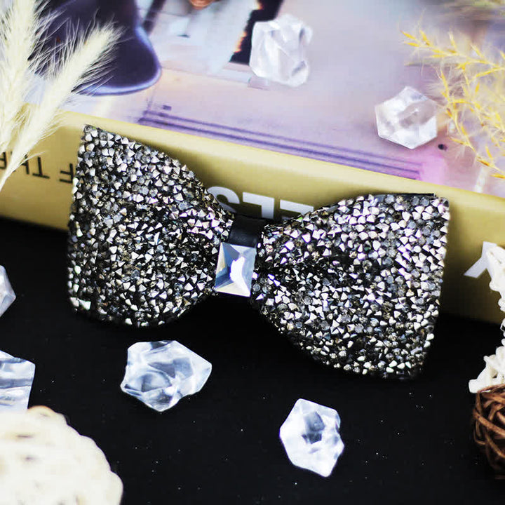 Men's Luxury Beaded Crystal Rhinestone Bow Tie - Black - image 0