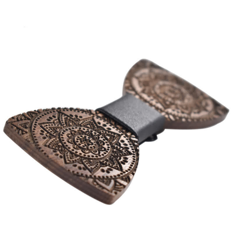 Men's Engraving Luxury Flower Wooden Bow Tie - image 1