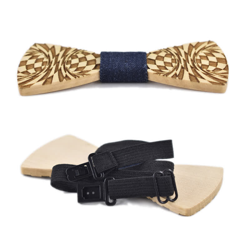 Men's Creative Dizzy Engraving Pattern Wooden Bow Tie - image 2