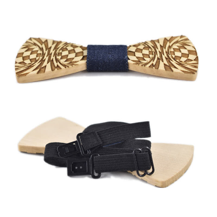 Men's Creative Dizzy Engraving Pattern Wooden Bow Tie - image 2