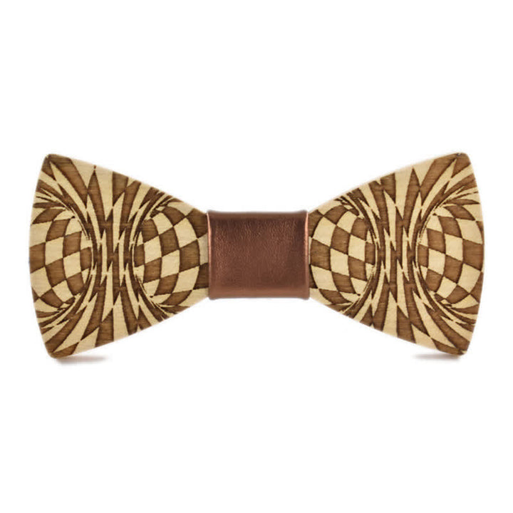 Men's Creative Dizzy Engraving Pattern Wooden Bow Tie - Brown - image 6