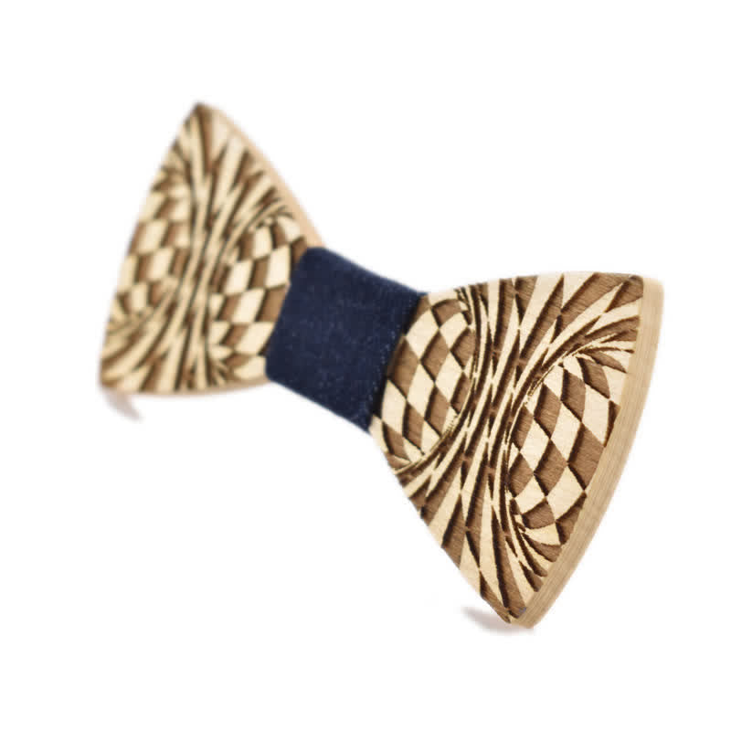 Men's Creative Dizzy Engraving Pattern Wooden Bow Tie - image 1