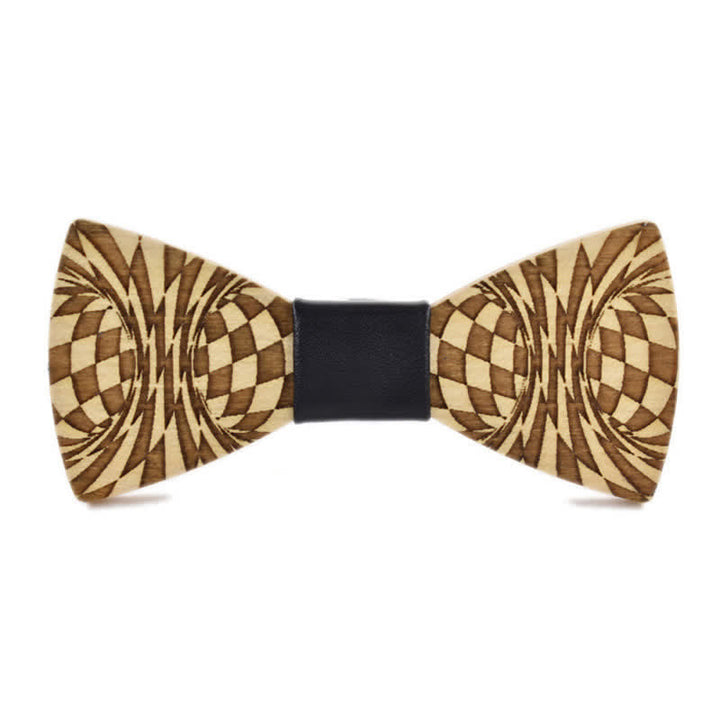 Men's Creative Dizzy Engraving Pattern Wooden Bow Tie - Black - image 0