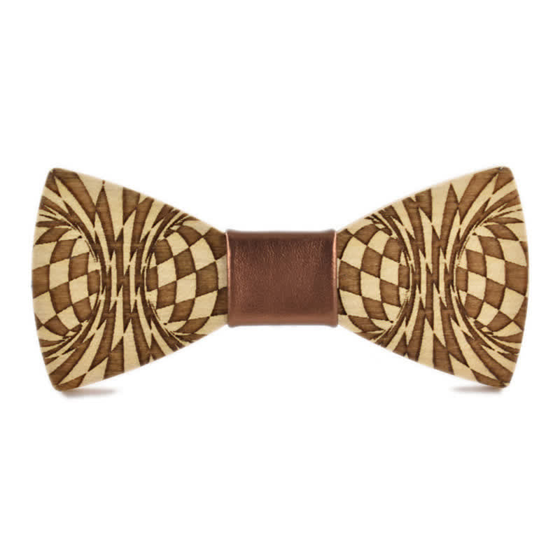 Men's Creative Dizzy Engraving Pattern Wooden Bow Tie - Brown - image 6
