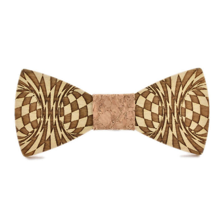 Men's Creative Dizzy Engraving Pattern Wooden Bow Tie - BurlyWood - image 7