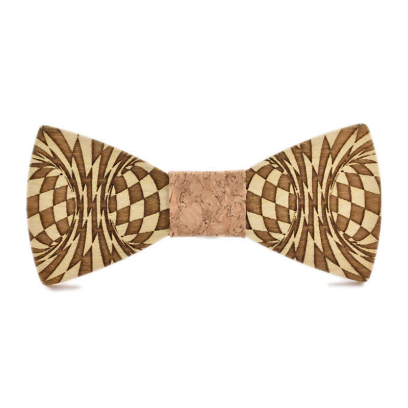 Men's Creative Dizzy Engraving Pattern Wooden Bow Tie - BurlyWood - image 7