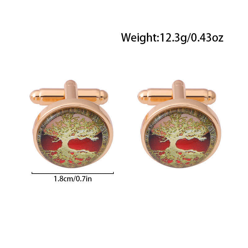 Men's Simple Tree of Life Pattern Shirt Cufflinks