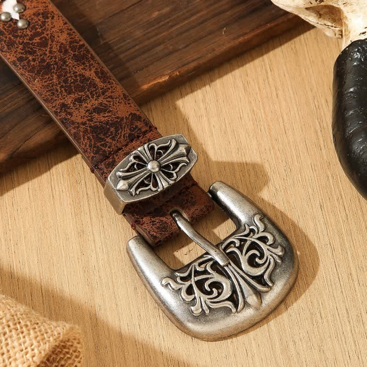 Women's Retro Imitated Furs Splicing Leather Belt - image 4