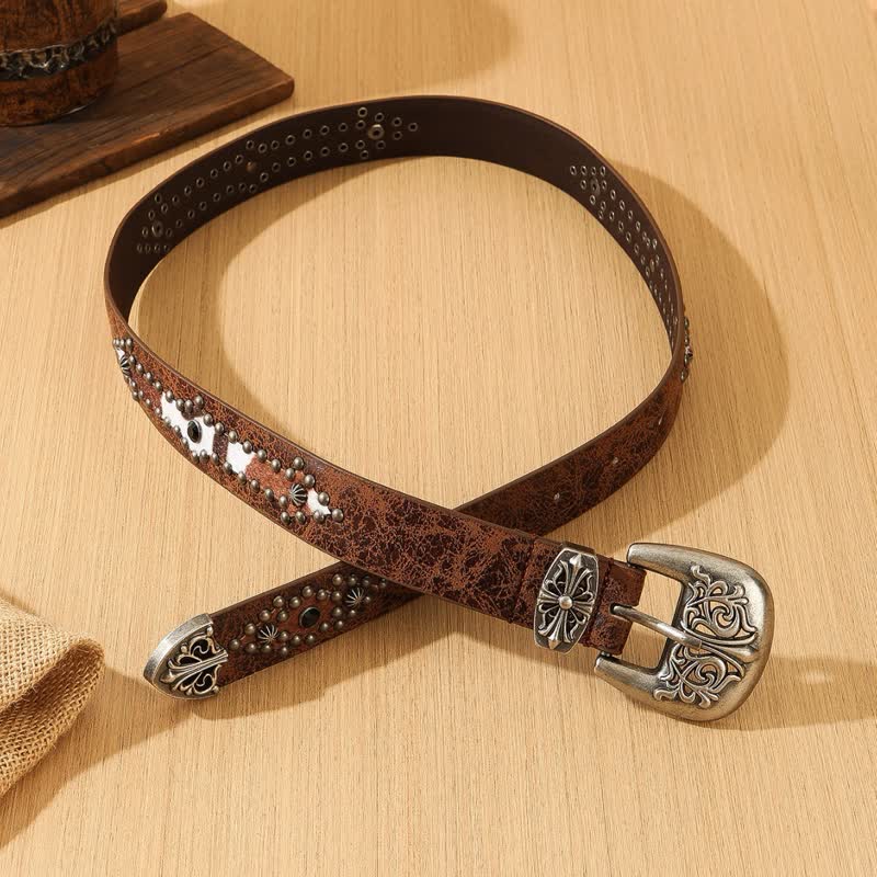 Women's Retro Imitated Furs Splicing Leather Belt - image 2