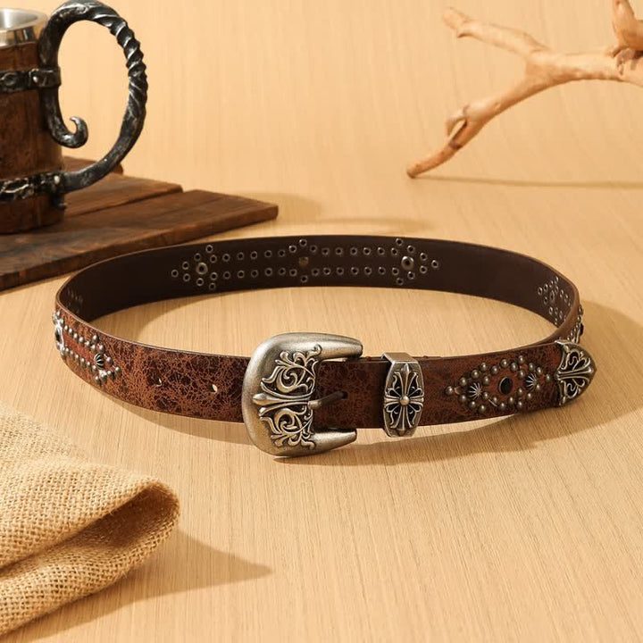 Women's Retro Imitated Furs Splicing Leather Belt - image 3