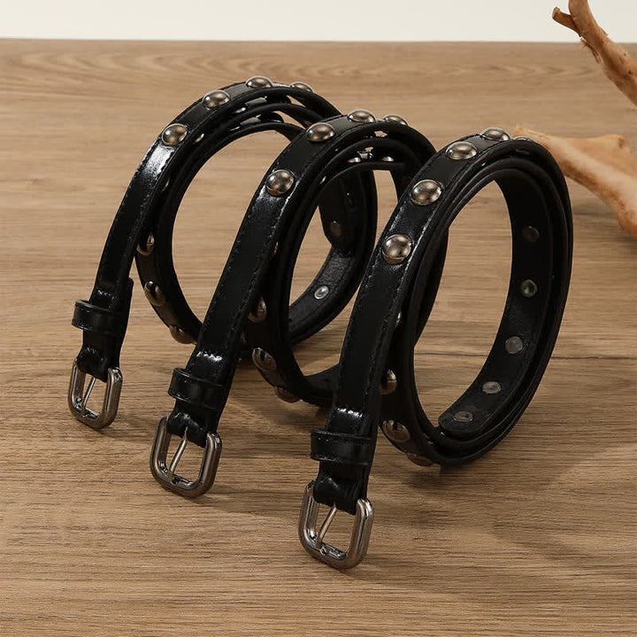 Women's Punk Rock Round Studded Leather Belt - image 13