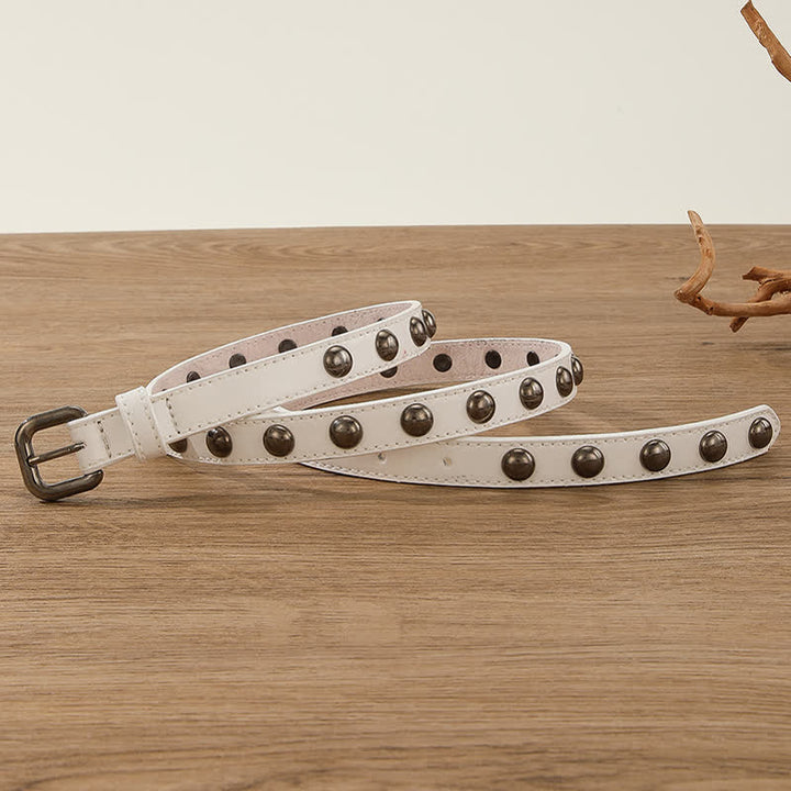 Women's Punk Rock Round Studded Leather Belt - image 6