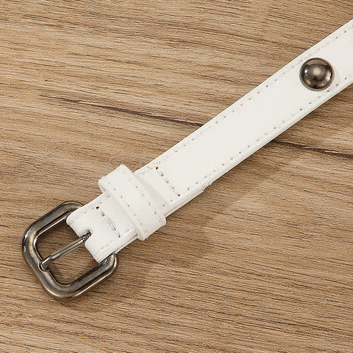Women's Punk Rock Round Studded Leather Belt - image 9