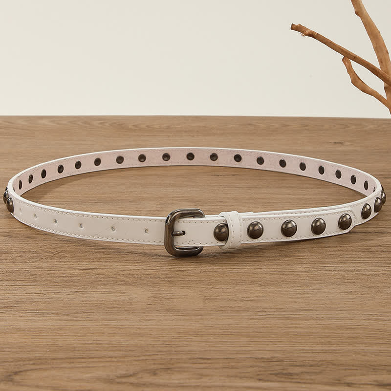 Women's Punk Rock Round Studded Leather Belt - image 7