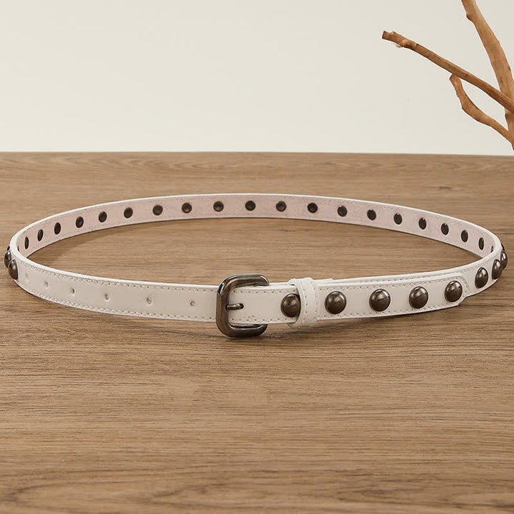 Women's Punk Rock Round Studded Leather Belt - image 7