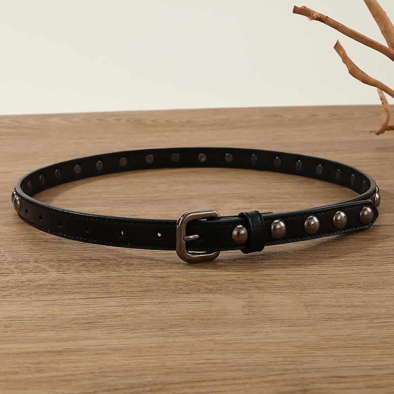 Women's Punk Rock Round Studded Leather Belt - image 12