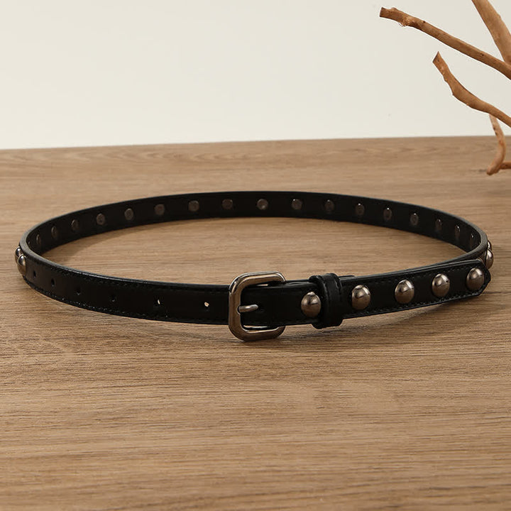 Women's Punk Rock Round Studded Leather Belt - image 12