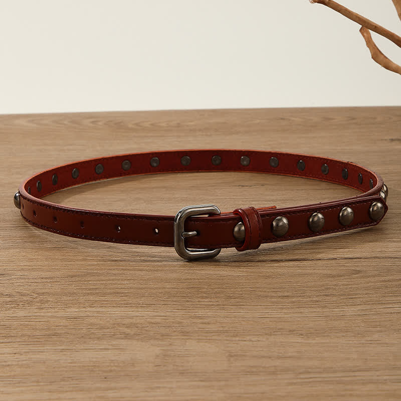 Women's Punk Rock Round Studded Leather Belt - image 2