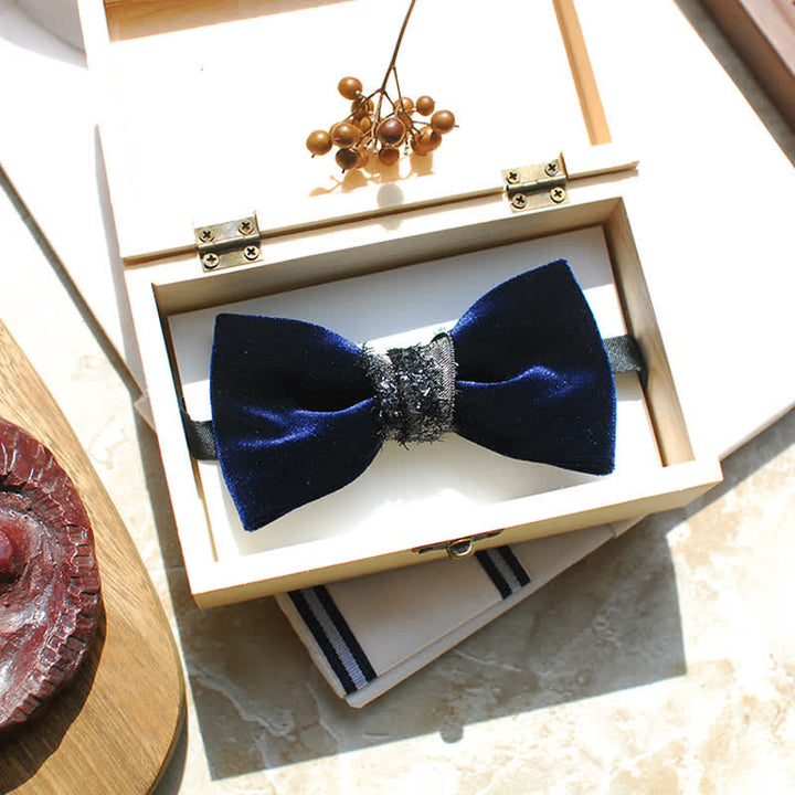 Men's Noble Navy Glossy Velvet Bow Tie - image 4