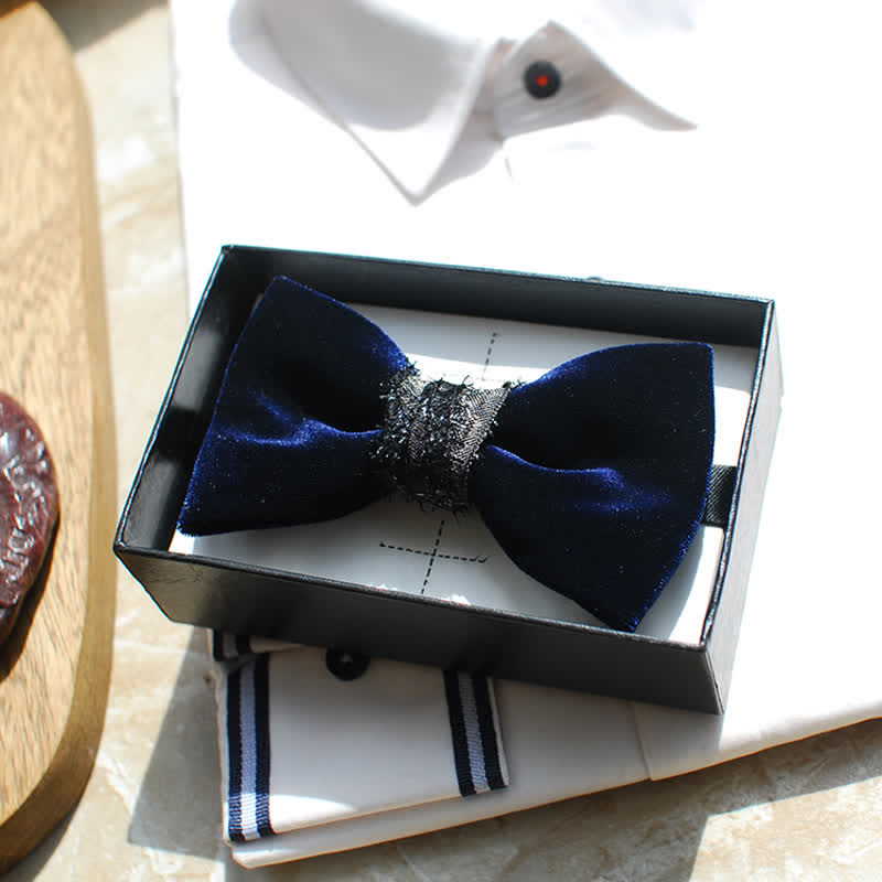 Men's Noble Navy Glossy Velvet Bow Tie - image 3