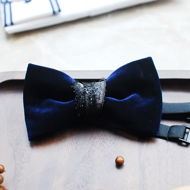 Men's Noble Navy Glossy Velvet Bow Tie - image 1