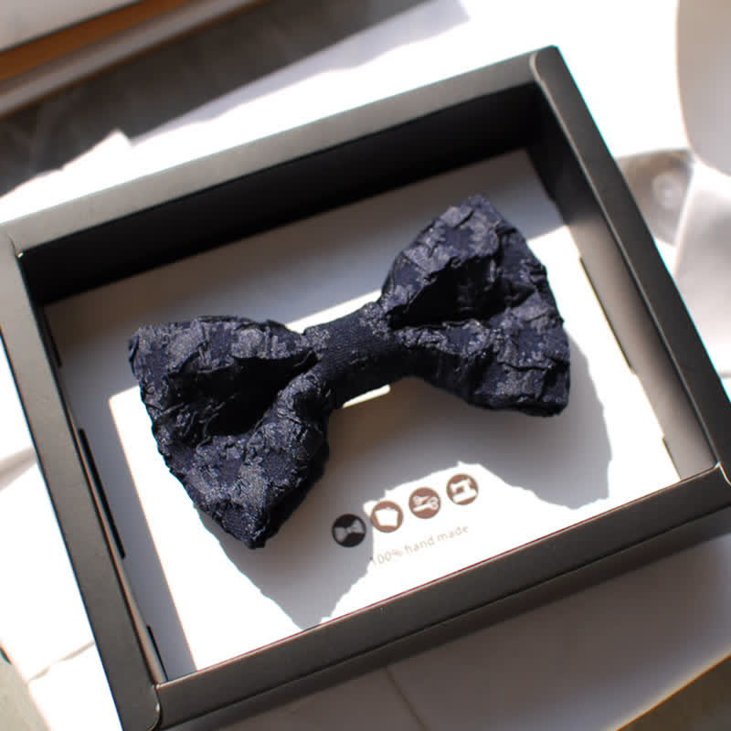 Men's Elegant Black Jacquard Floral Bow Tie - Style #2 - image 3