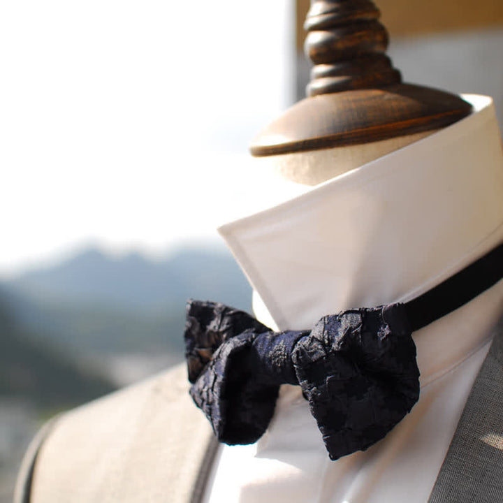 Men's Elegant Black Jacquard Floral Bow Tie - image 2